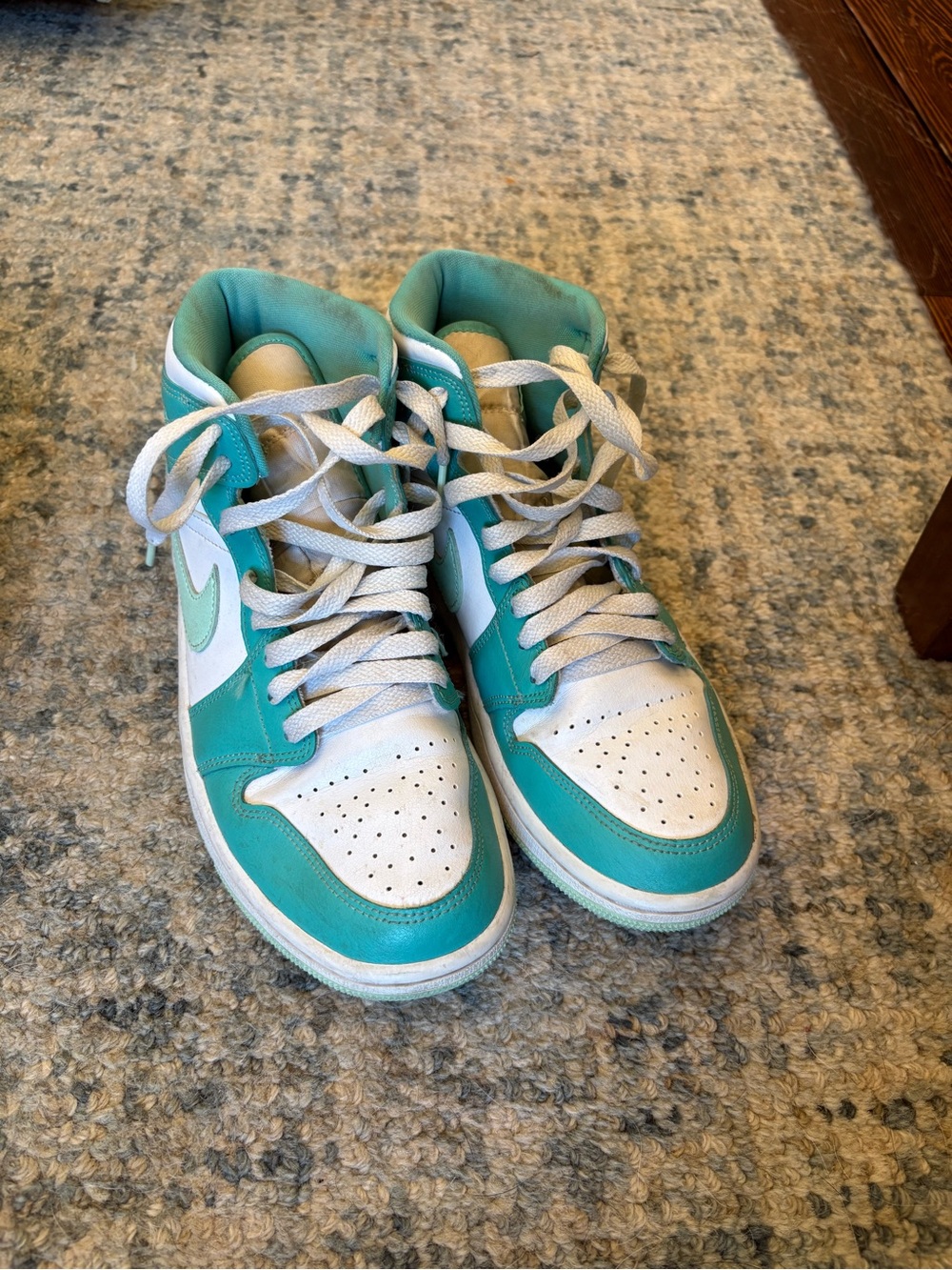 Jordan Nike Air White and Teal High-Top Sneakers - Nike